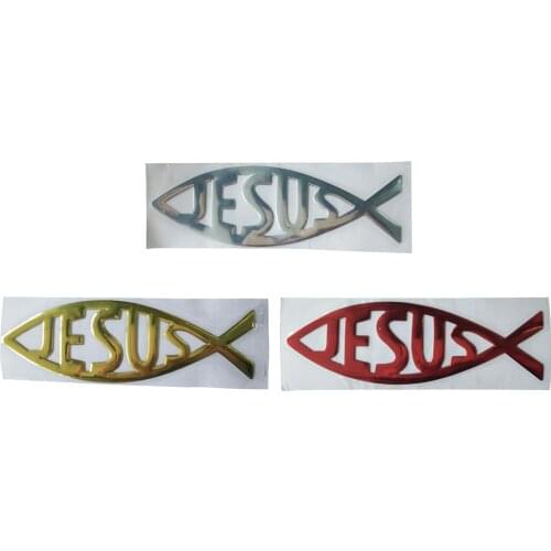 3D Auto Car Christian Jesus Fish Chrome Decal Emblem Sticker Adhesive easily