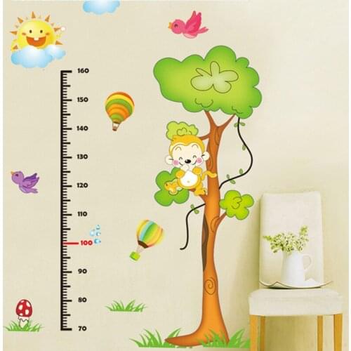 Cartoon animal height ruler Wall Stickers Living Room kids for Bedroom Decor Art Mural Furniture Eco-friendly Wall Decals