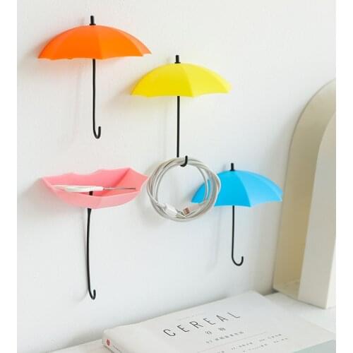 Non-marking Punch-free Umbrella Shape Nail-free Wall Clothes Hooks Bathroom Decorative Key Hanging Hanger Kitchen Storage Hook