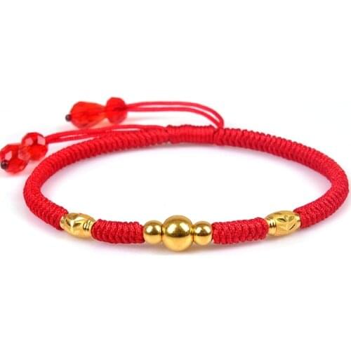 999 New Pure 24K Yellow Gold Fine Smooth & Carved Bead Link Womans Lucky Knitted Chain Bracelet