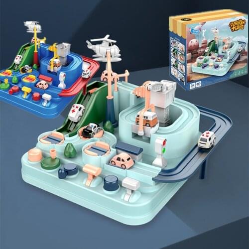 New Kids Education Cars Toys for Boys Girls Juguetes Track Adventure Brain Table Games Rail Parking Lots Children Xmas Gifts Box