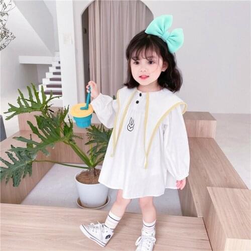 New Children Spring Summer Baby Girls White Bunny Dresses Trendy Kids Long Sleeve Ruffle Special Occasion High Quality