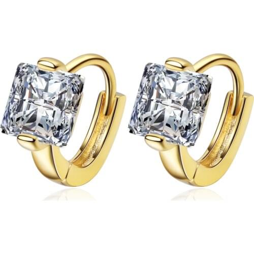 New 925 Sterling Silver Earrings Zircon 18 Gold Earrings For Women Wedding Charm Jewelry Gift
