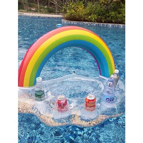 Beer cola ice bar five-hole coaster Drink Holder Rainbow Cloud Pool Floating Cup Coaster Inflatable
