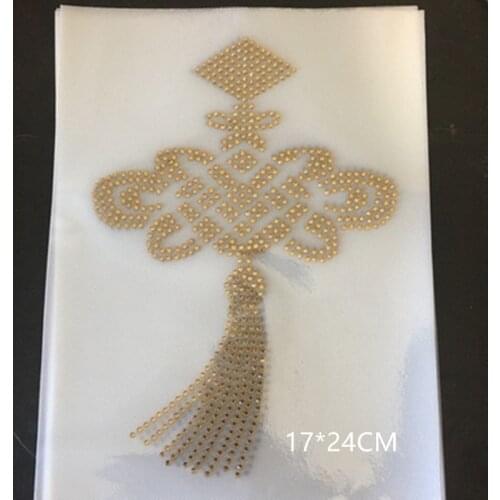 Lucky Chinese knot sticker transfers design iron on transfer patches hot fix rhinestone transfer motifs fixing rhinestones