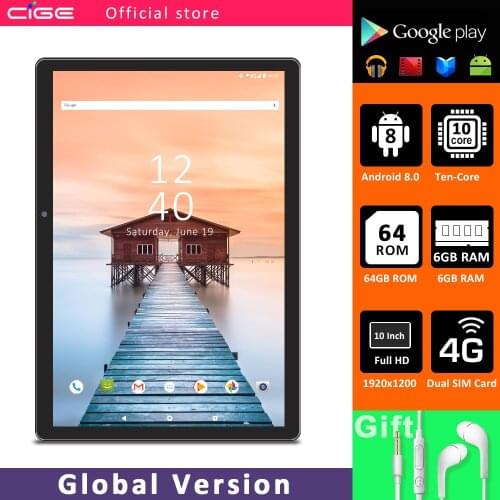 CIGE N9 10.1 inch Tablet PC Dual 4G LTE 6GB RAM 64GB ROM Tablets Android 8.0 10 Core Dual Camera Bluetooth 5G WiFi GPS
