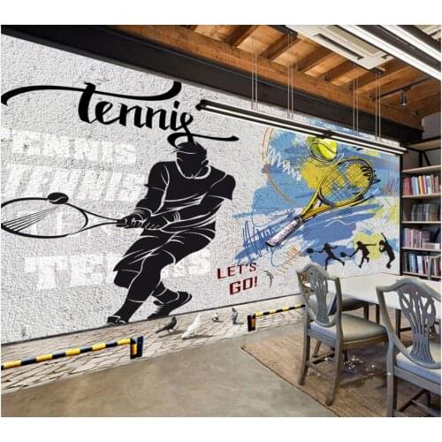 Custom photo wallpaper for walls 3 d murals wallpapers 3D Personality tennis sport graffiti gym mural background wall papers