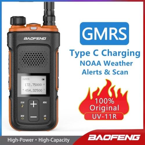 BAOFENG UV-11R GMRS Radio Repeater Capable Two-Way Radio with NOAA Weather Alerts & Scan Long Range Support Type-C Recharge