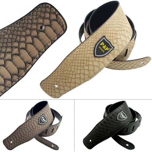 Adjustable PU Leather Guitar Strap with Python Skin Pattern for Guitar Bass Musical Instrument 3 Colors Optional