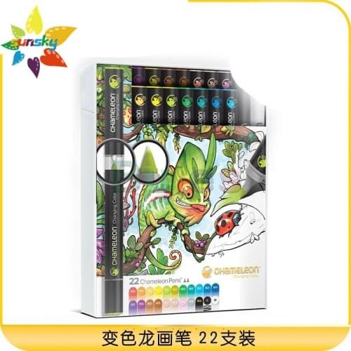 UK Original Chameleon Pens Gradient chameleon Alcoholic marker pen 22 color Double headed Oil marker Cartoon design art supplies