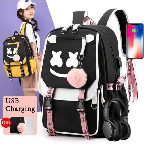 Luminous DJ Man Backpacks for Students with Ornaments Back to School Bags Usb Charging Travel Shoulders Backpack for Boys