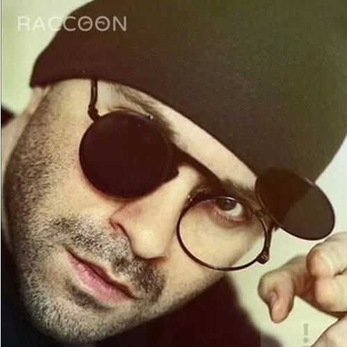 Punk Steam Flip Double Circular Metal Retro Sunglasses Men Women Personality Steampunk Circle Sun Glasses Round Eyewear Uv400