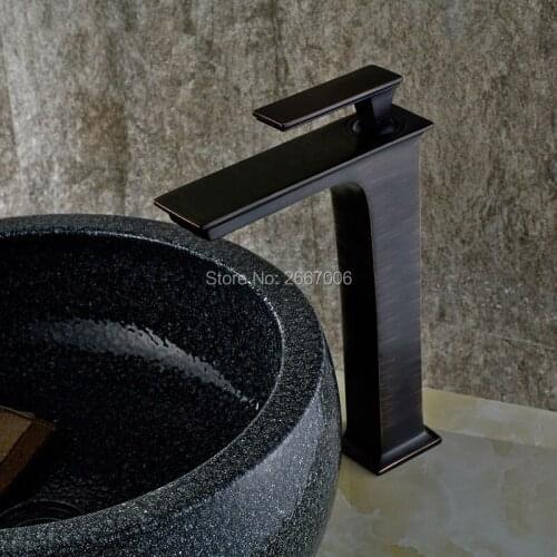 GIZERO Basin Countertop Faucet Antique Retro Style Bathroom Sink Faucet Solid Brass Black Finish Deck Mounted ZR364