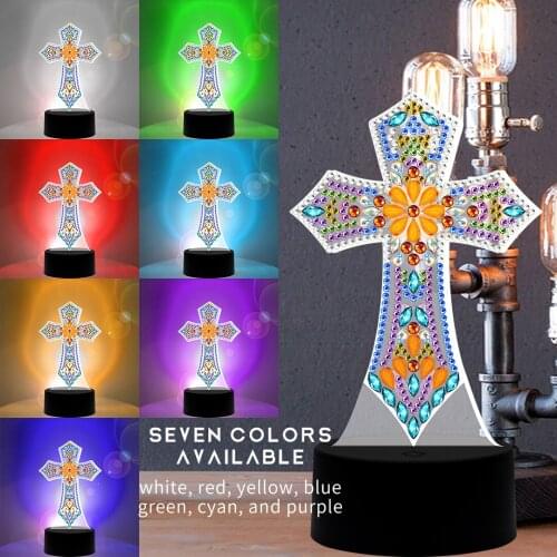 DIY 7 Color Led Light Pad Diamond Painting Acrylic Cross Diamond Mosaic Home Decor Rhinestone Animal Night Light Lamp for Desk
