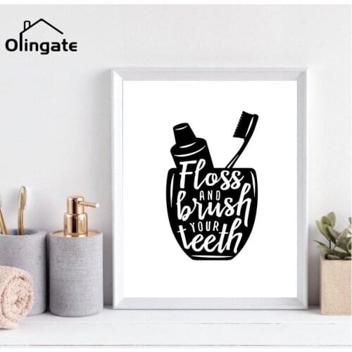 Toilet Quotes Funny Toothbrush Bathroom Wall Art Canvas Painting Nordic Posters And Prints Wall Pictures For Bathroom YX212