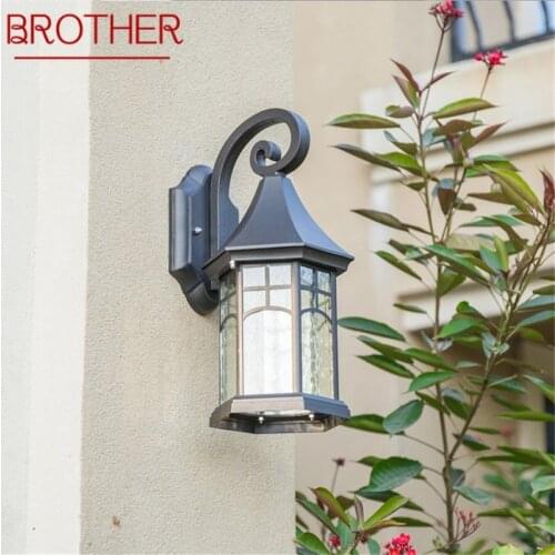 BROTHER Outdoor Retro Wall Lamp Fixture Classical LED Light Waterproof Sconces For Home Porch Villa