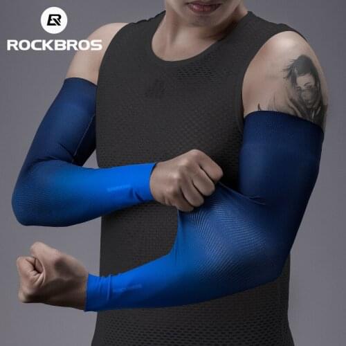 ROCKBROS Cycling Arm Sleeves Sun Protection Anti-UV Ice Silk Sports arm elbow pads Tennis Thin section Outdoor arm sleeve bike