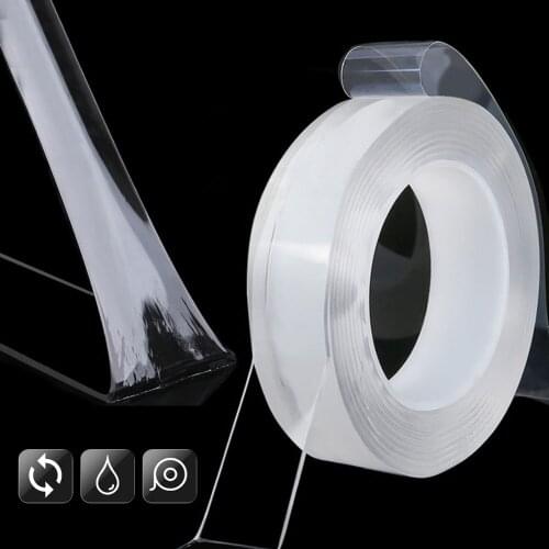 Waterproof Wall Stickers Reusable Heat Resistant Bathroom Home Decoration Tapes Transparent Double Sided Nano Tape Wall Stickers