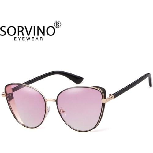 SORVINO Vintage Shades For Women 2020 Cat Eye Sunglasses Luxury Brand Designer Fashion Womens Pink Blue Cateye Sun Glasses SP312