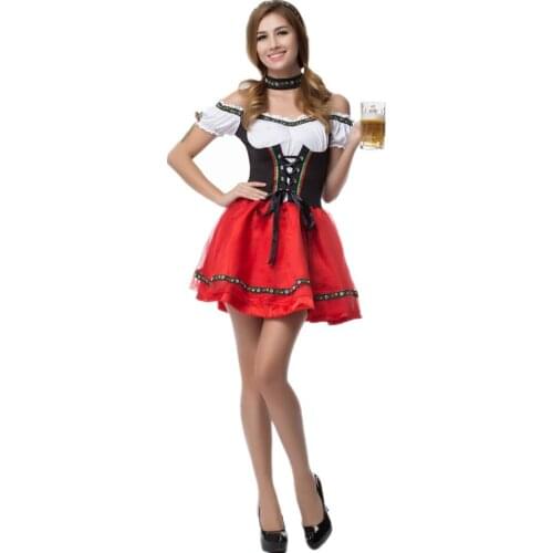 Womens Traditional German Bavarian Beer Girl Costume Sexy Oktoberfest Festival Carnival Party Fancy Dress