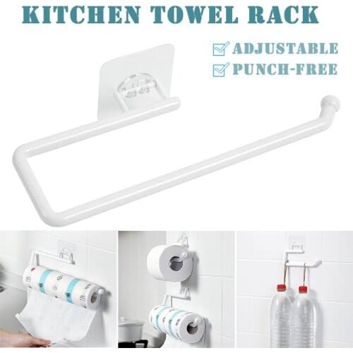 1pcs ABS Kitchen Paper Roll Holder Towel Hanger Rack Bar Cabinet Rag Hanging Holder Bathroom Organizer Shelf