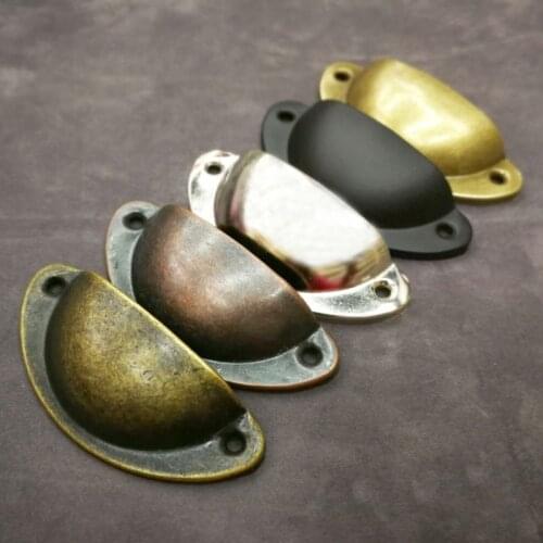 1Pc Retro Metal Kitchen Drawer Handles Cabinet Door Handle Furniture Knobs Handware Cupboard Antique Brass Shell Pull Handles