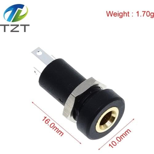10PCS 3.5mm Audio Socket 4 Pole Black Panel Mount Gold Plated With Nuts Headphone Socket