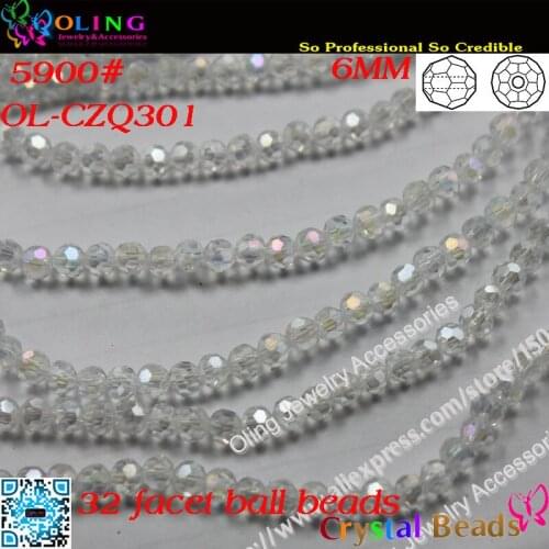 100pcs/Lot Crystal StyleAB Crystal Glass Faceted Football Beads 6mm Crystal Round Beads For DIY Jewelry Findings