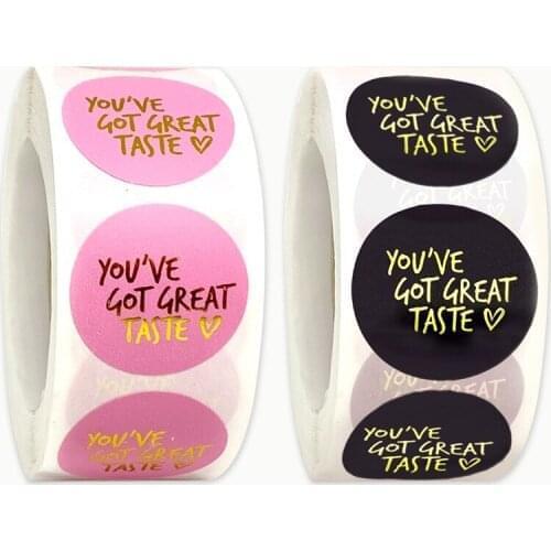 1000pc labels roll Hot Gold Printed "YOU'VE GOT GREAT TASTE" stickers for gift packing decor seal labels dots envelope sticker