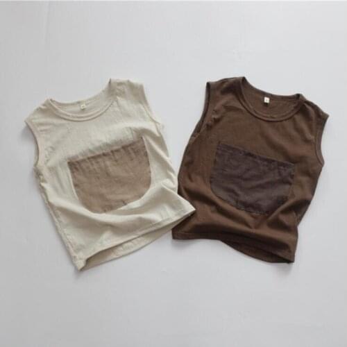 2021 New Wholesale Girls Boys Vest Fashion Cotton Kids Summer Vest Top 1-6 years CY723