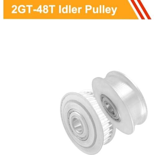 2GT 48T Idler Pulley with/without Teeth Tooth Belt Timing Pulley 7mm/11mm Belt Width 5/6/7/8/10mm Bore Motor Bearing Pulley