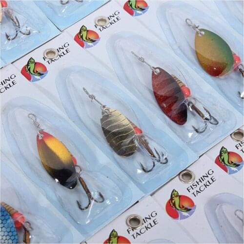 30 X Metal Mixed Spinners Fishing Lure Pike Salmon Baits Bass Trout Fish Hooks