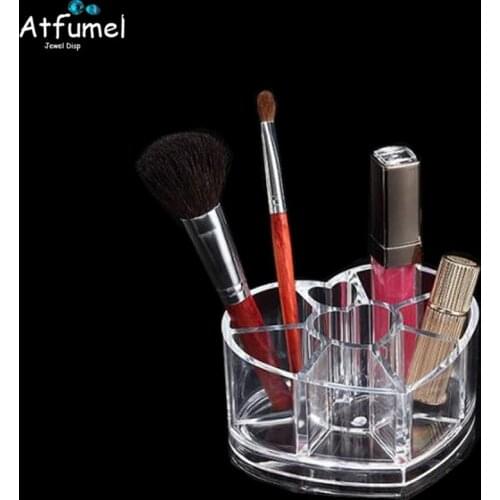 Acrylic Heart Shape Cosmetic Storage Case Lipstick Makeup Brush Holder 8 Grids Beads Bisuteria Jewelery Box Jewelery Organizer