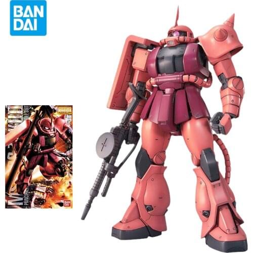 Bandai Gundam Model Kit Figure MG 1/100 MS-06S CHAR S ZAKU Ver2.0 Anime Character 18cm Action Doll Collect Gift Toy for Kids