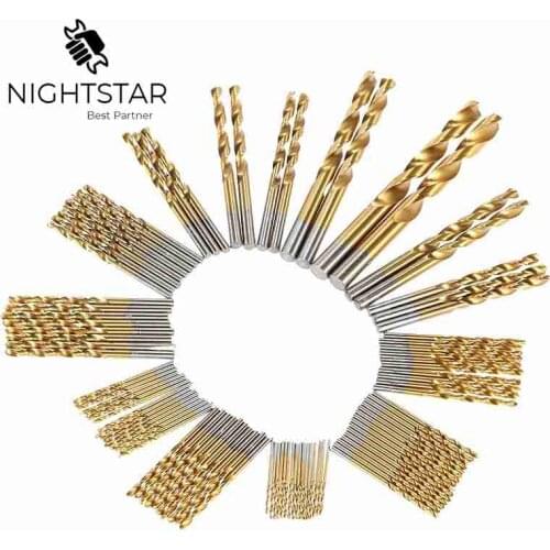 Binoax 99Pcs HSS Titanium Coated Drill Bits High Speed Steel Drill Bit Set High Quality Power Drilling Tools for Wood