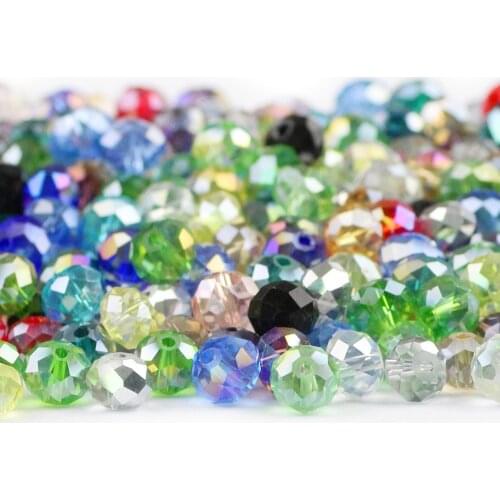 HGKLBB Austrian Rondelle crystals beads 8mm 50pcs Round Facet glass ball spacer loose beads Jewelry for Making Accessories DIY