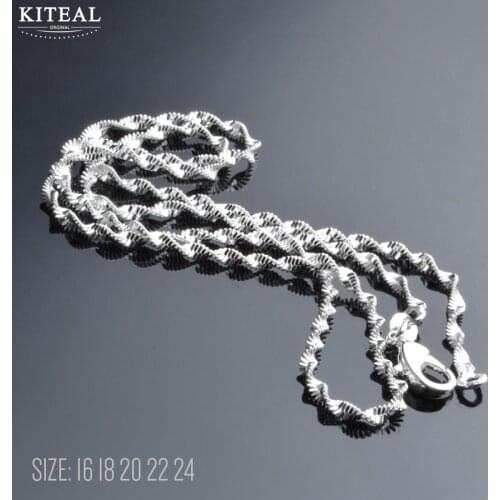 KITEAL 2018 New 2mm Silver Plated Double Water Wave Chain Necklace for Pendant 16 18 20 22 24 inch Wholesale Jewelry