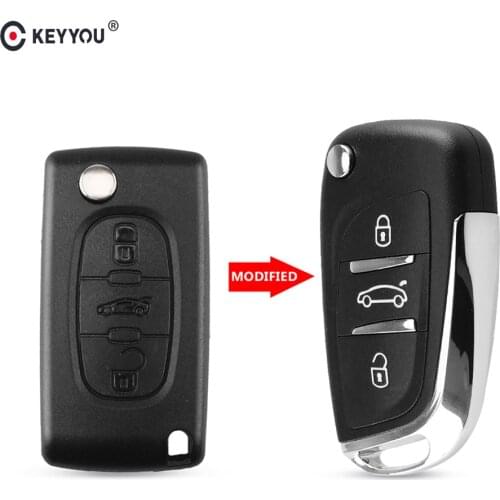 KEYYOU Key Case For Citroen C2 C3 C4 C5 C6 C8 VA2 Modified Flip Key Shell Remote Key Case 3 Button Car Symbol CE0536