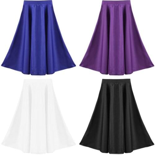 FEESHOW Kids Dance Clothes Girls Gymnastics Leotard Ballet Dance Tutu Skirts Long Maxi Skirt for Stage Performance Costumes