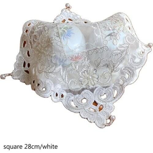 Europe lace beads embroidery table place mat cloth pad cup coaster placemat tea doily kitchen tableware Christmas wedding decor