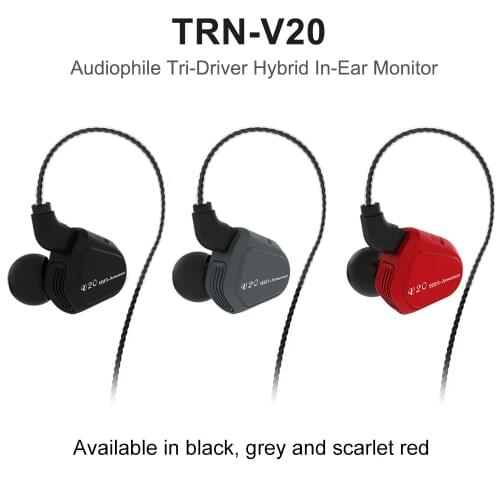 TRN V20 BA+DD Hybrid Metal In Ear Earphone HIFI DJ Monito Running Sport Earphone Earplug Headset Detachable Cable V80\k2\V30\bq3