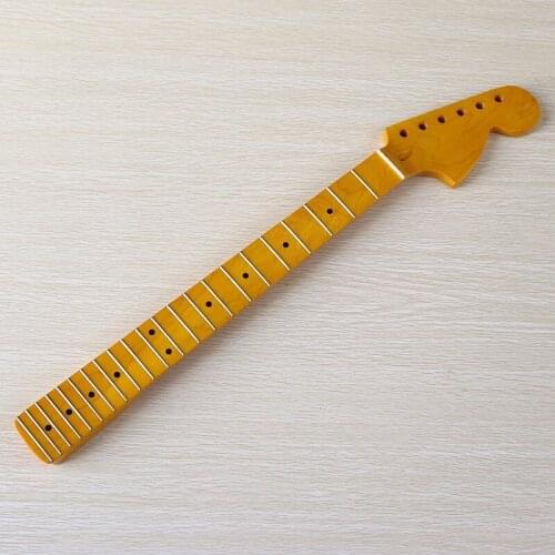 Best Big head Canada Maple 22 frets Electric Guitar Neck replacement maple fingerboard ST style yellow gloss