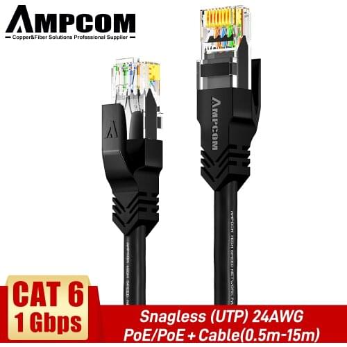 AMPCOM Ethernet Cable RJ45 Cat6 Lan Cable (24AWG) UTP CAT 6 RJ 45 Network Cable Patch Cord for Desktop Computers Modem Router