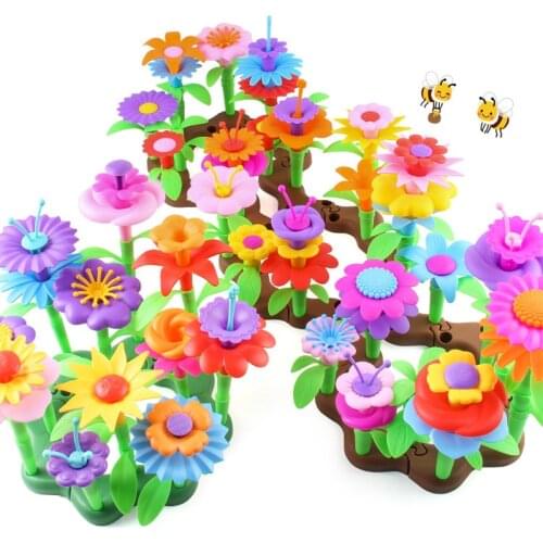 DIY Creative Dream Garden Series Flower Stitching Inserted Building Blocks Educational Construction Toys For Girls Children