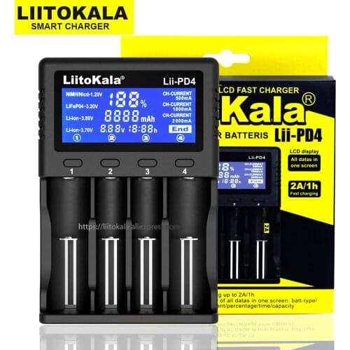 Liitokala Lii-PD4 LCD 3.7V 18650 18350 18500 16340 21700 20700B 20700 10440 26650 1.2V AA AAA NiMH lithium-battery Charger