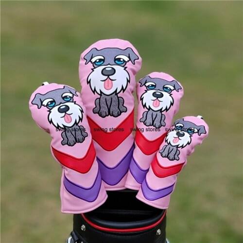 Cute Pink Puppy Cartoon Golf Club #1#3#5 Hybrid UT Headcover Exquisite Embroidery Sports Golf Club Accessories