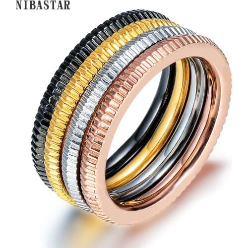 New Arrival 4pcs Different Colors Ring Set High Quality Rounds Stainless Steel Engagement Rings For Women