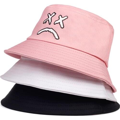 Fashion hip hop cotton bucket hat Women Mens Panama Bucket Hat Crying face print bucket hats outdoor sun Fishing Fisherman Hats