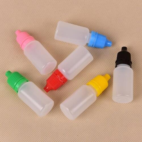 Plastic Empty Eye Liquid Droppers Childproof Cap Thin Tip Dropper Bottles Plastic Squeezable Dropper Bottles 5pcs 10ml