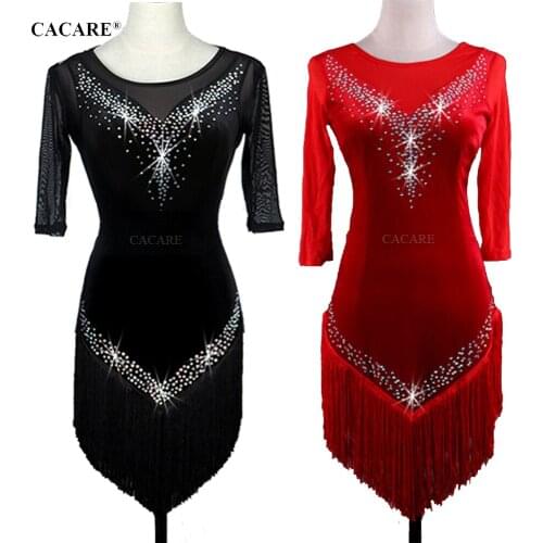Latin Dance Dress Women Salsa Tango Gatsby Flapper Costume Latin Dance Competition Dresses D0370 Rhinestones Tassels Hem